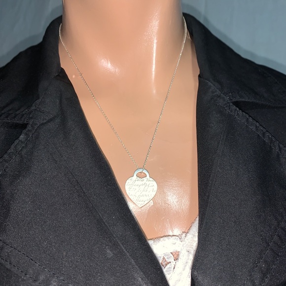 Authentic Tiffany & Co Silver 727 Fifth Ave Address Heart Tag Pendant Necklace - Picture 8 of 9